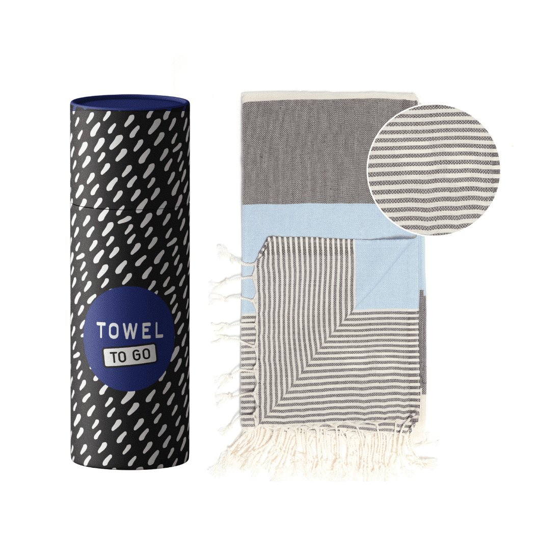 Towel to Go Beach Towel | Blue & Black