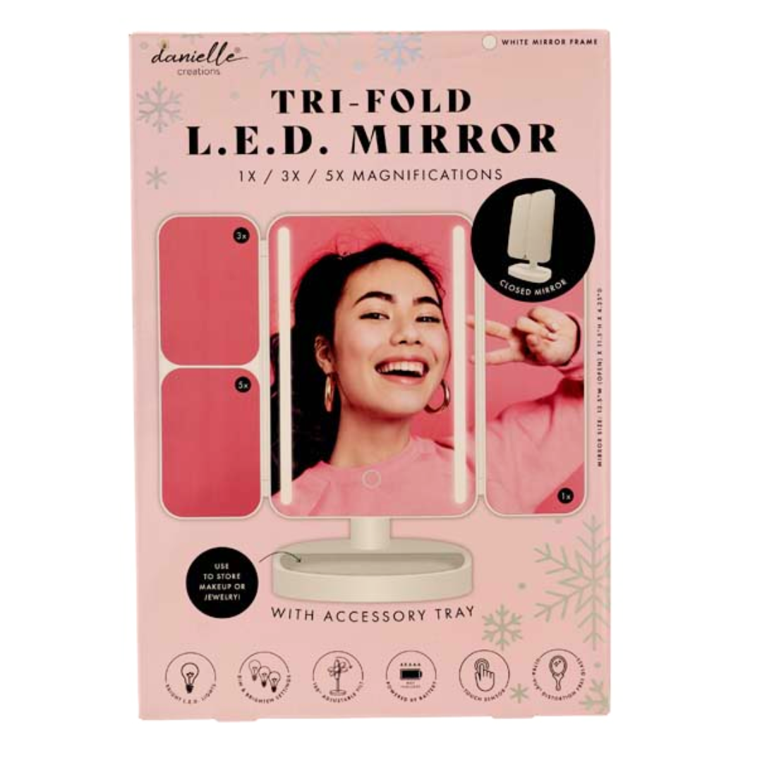 Tri-Fold LED Mirror