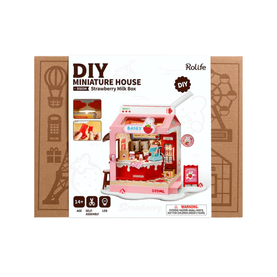 Wooden 3D Puzzle | Strawberry Milk Box