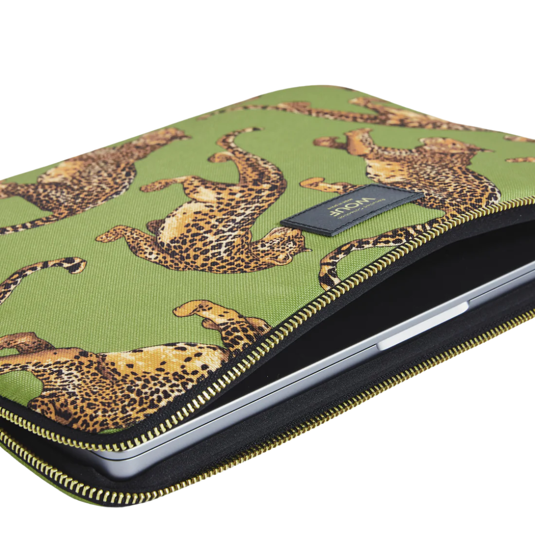 Wouf Laptop Sleeve | Olive Leopard