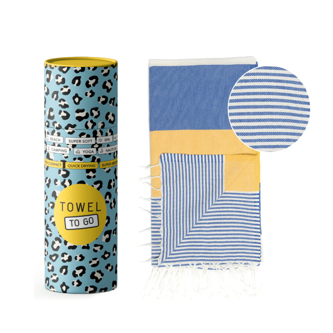 Towel to Go Beach Towel | Blue & Yellow