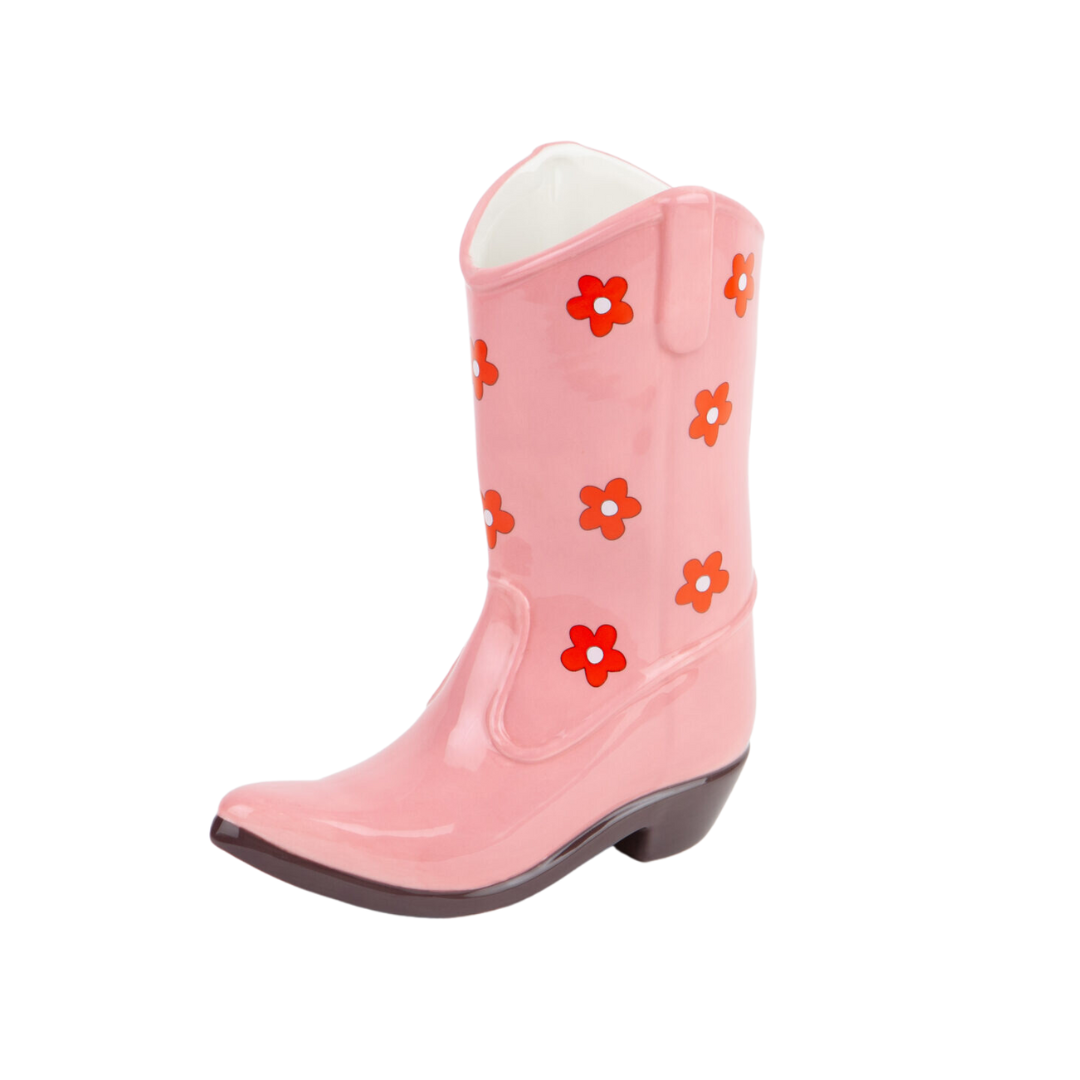 Rodeo Cowboy Boot Vase | Pink