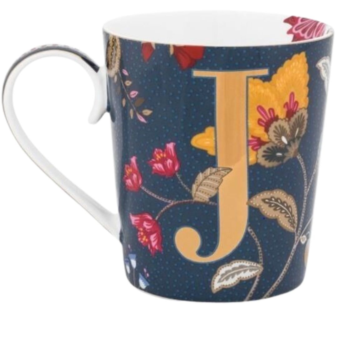 Alphabet Mug - Floral Blue J