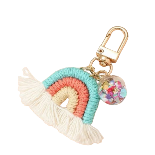 Bag Charm - Clear Ball & Rainbow Design