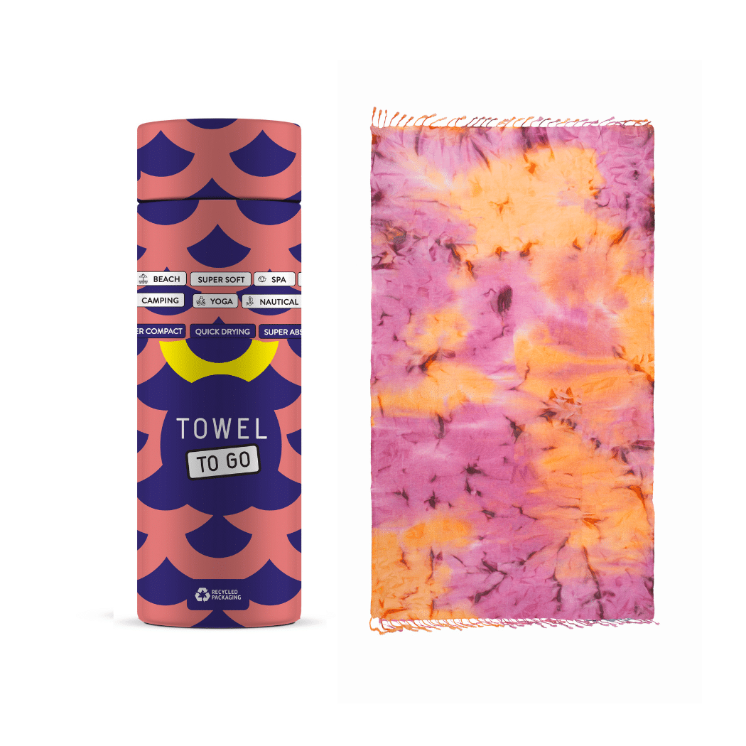 Towel to Go Beach Towel | Purple & Orange Tie Dye