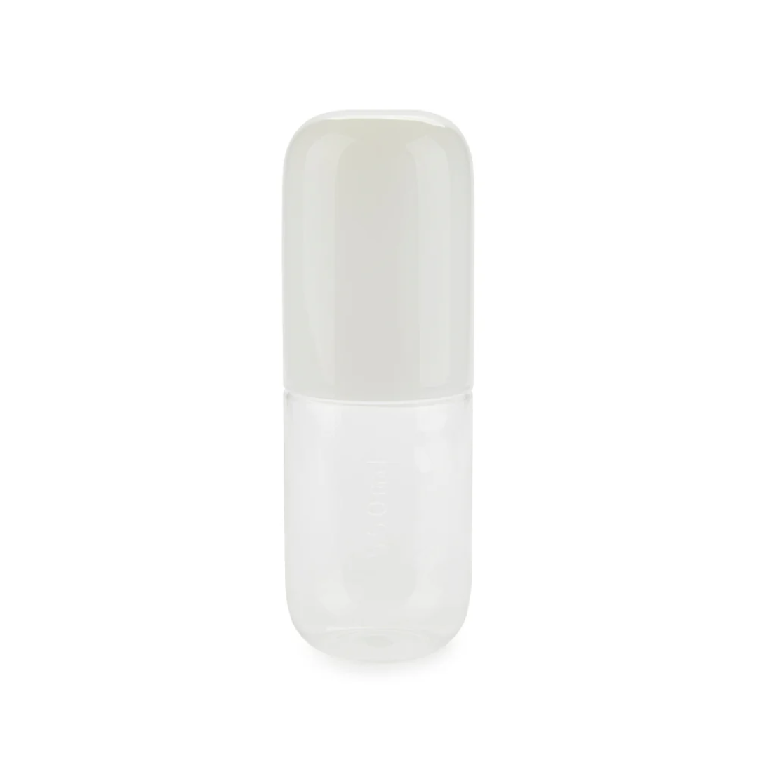 Water Pill Bottle & Glass | White