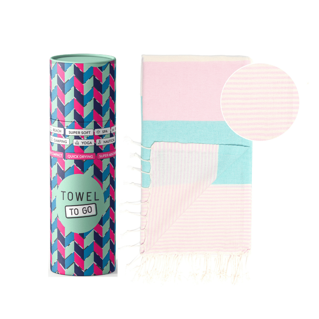 Towel to Go Beach Towel | Mint & Pink
