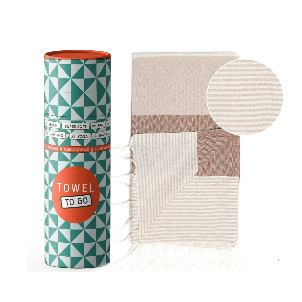 Towel to Go Beach Towel | Beige & Brown