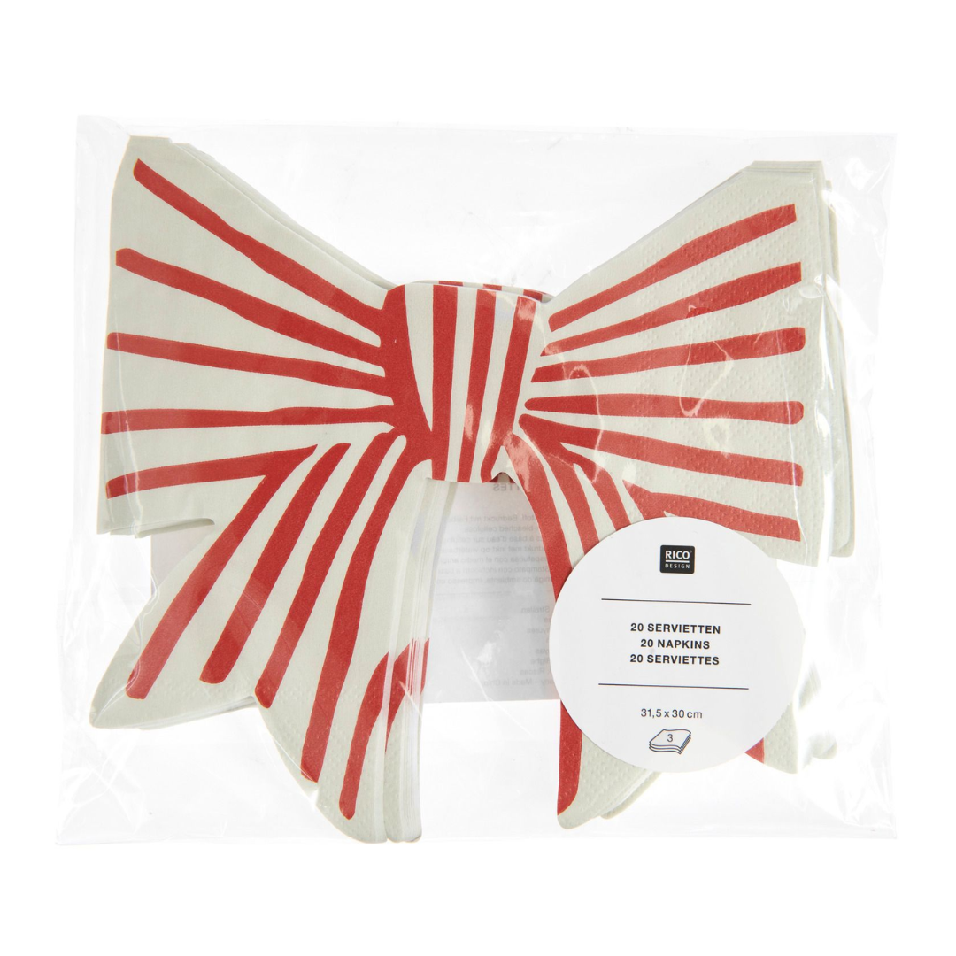 Bows And Stripes Napkins Red & White