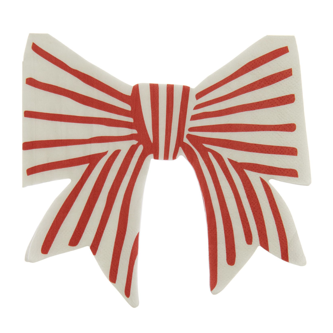 Bows And Stripes Napkins Red & White