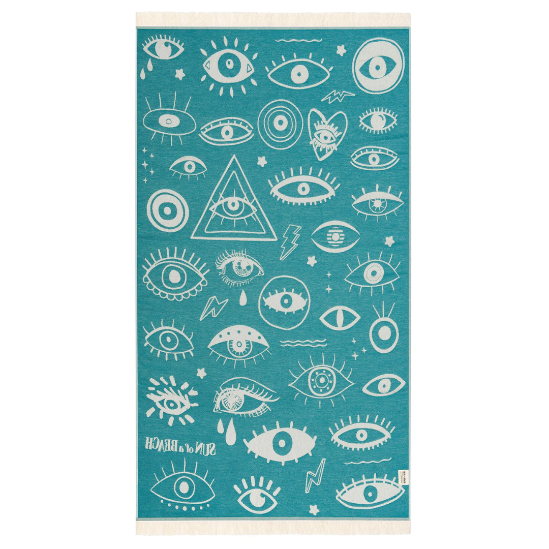 Sun of a Beach Electric Eyes Beach Towel | Petrol Blue