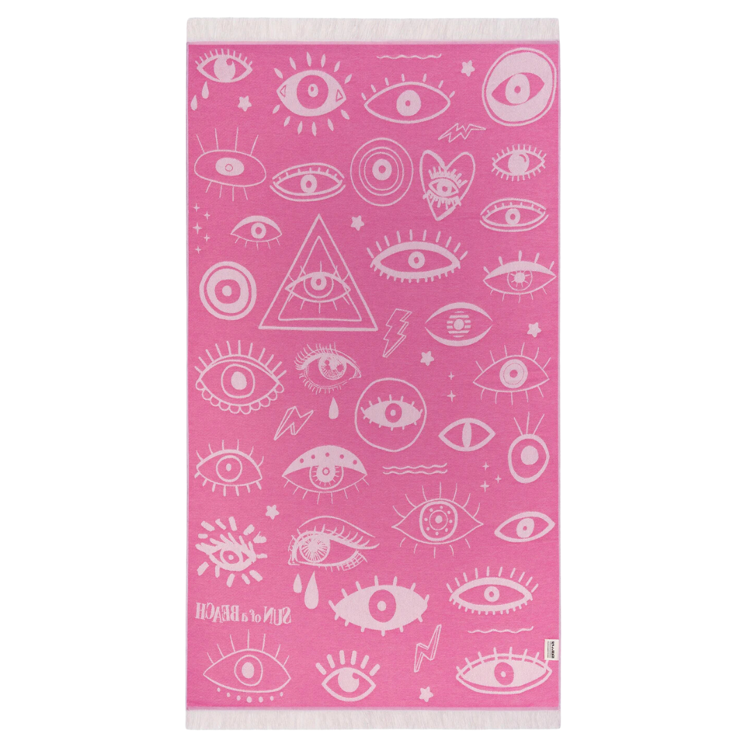 Sun of a Beach Electric Eyes Beach Towel | Pink