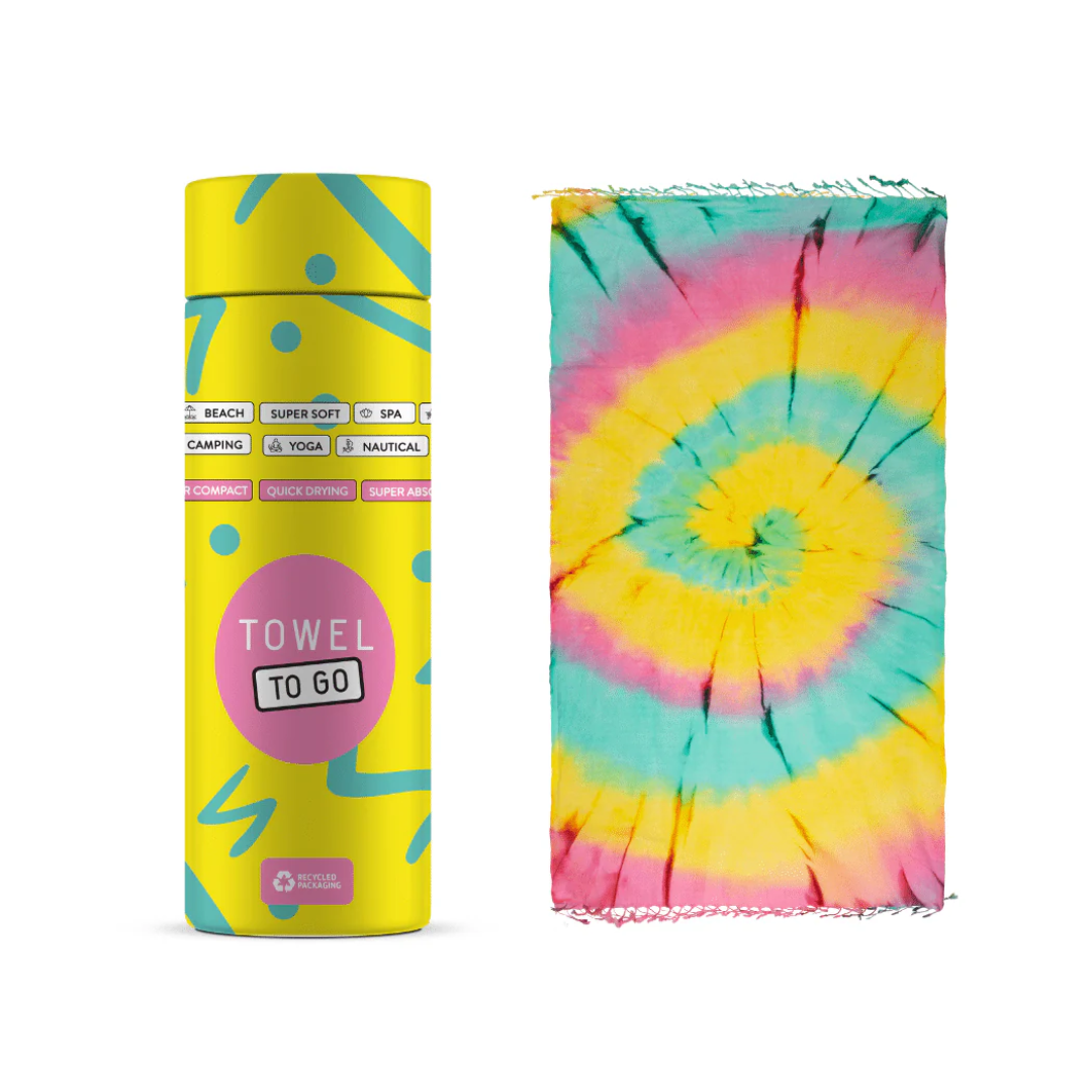 Towel to Go Beach Towel | Pink & Green Tie Dye
