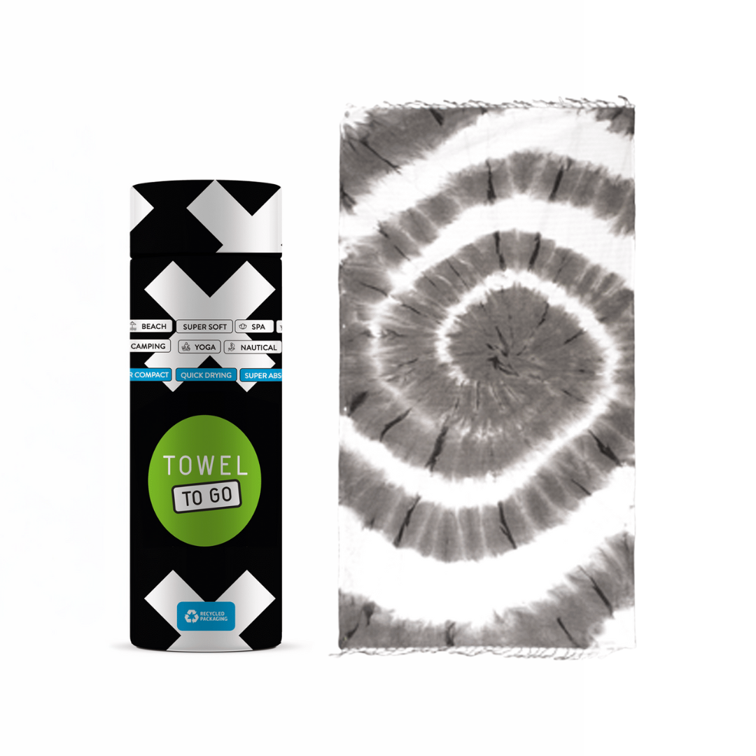 Towel to Go Convertible Towel Kimono | Black & White Tie Dye