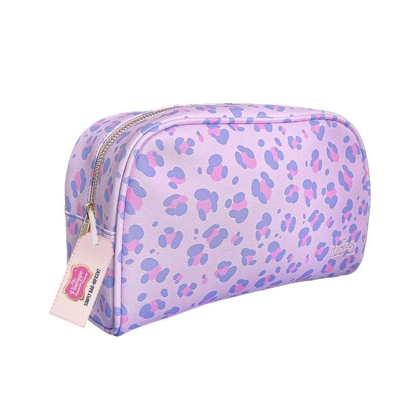 Large Oval MakeupBag Lilac Leopard
