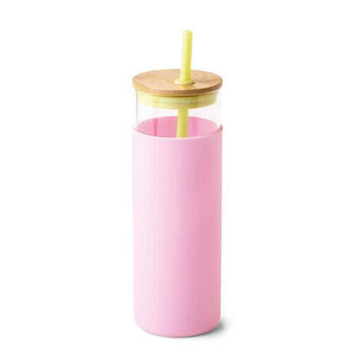Tumbler with Straw & Bamboo Lid-Citron & Pink