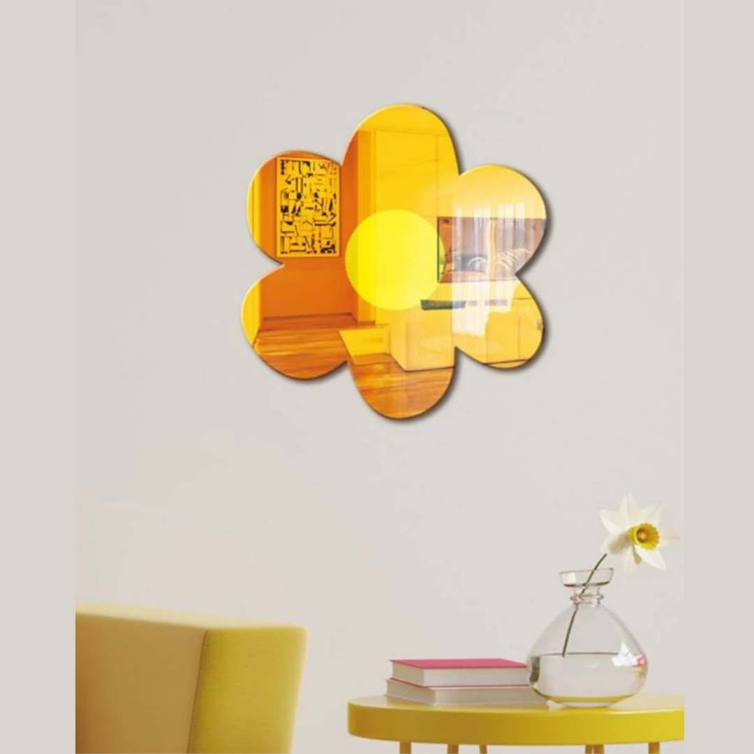 Flower Design Mirror Wall Sticker