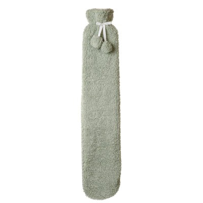 Long Hot Water Bottle - Green Soft Fur