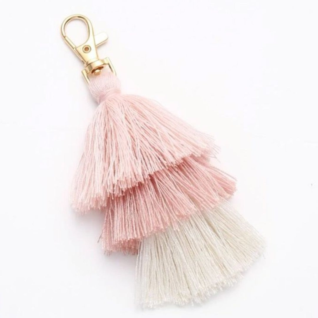 Pink Multicolour Single Tassel Bag Charm