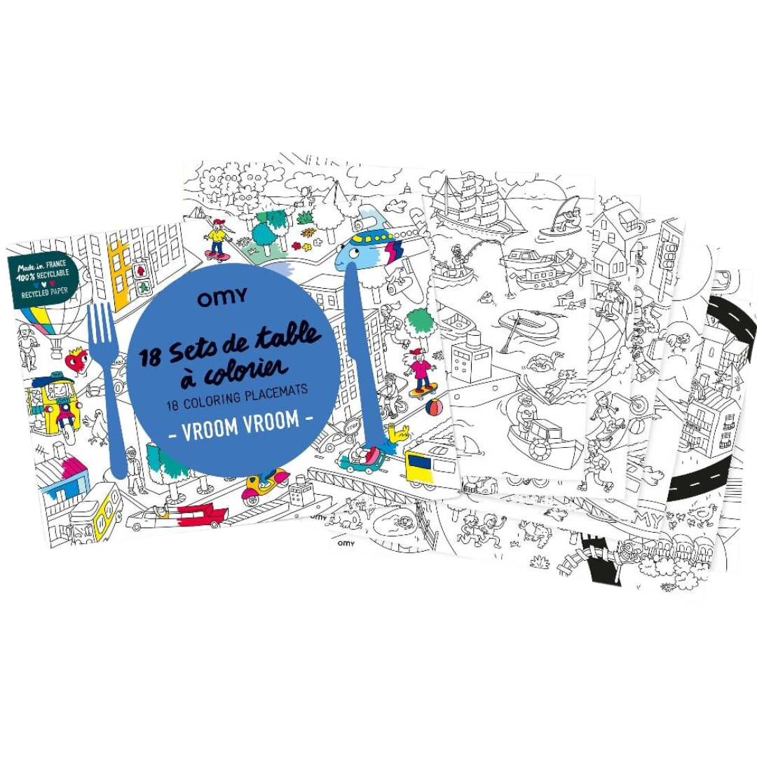 Set De Table A Colorier - Vroom Vroom - 18 Sets