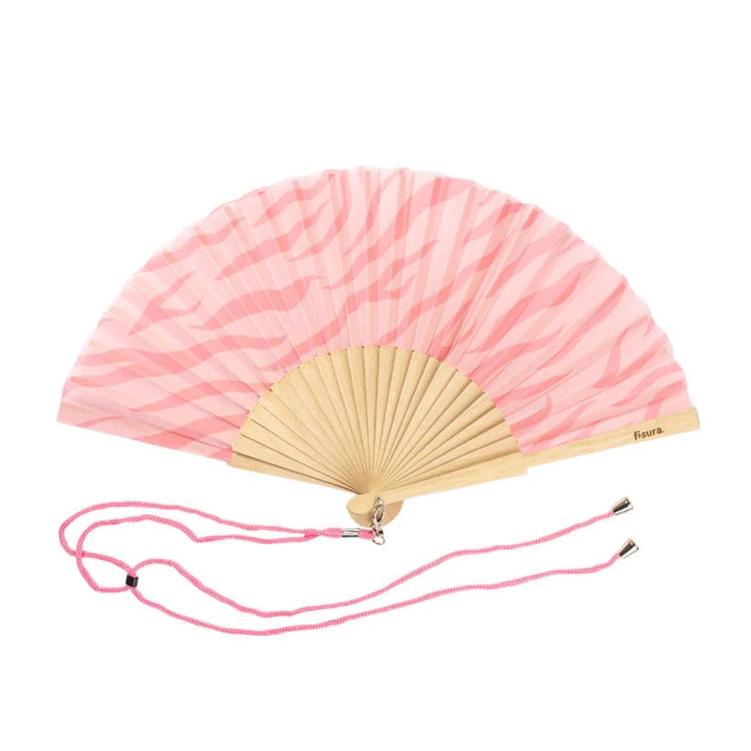 Textile Hand Fan | Pink Stripes