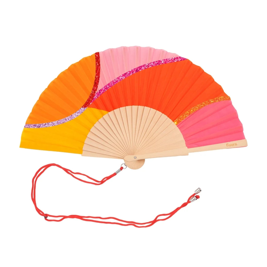 Textile Hand Fan | Glitter Waves