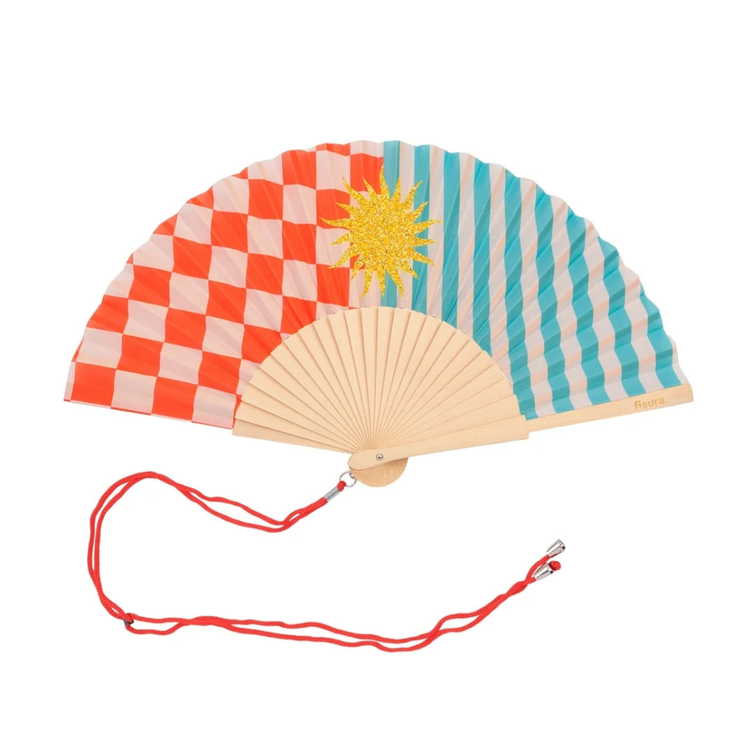Textile Hand Fan | Glitter Sun