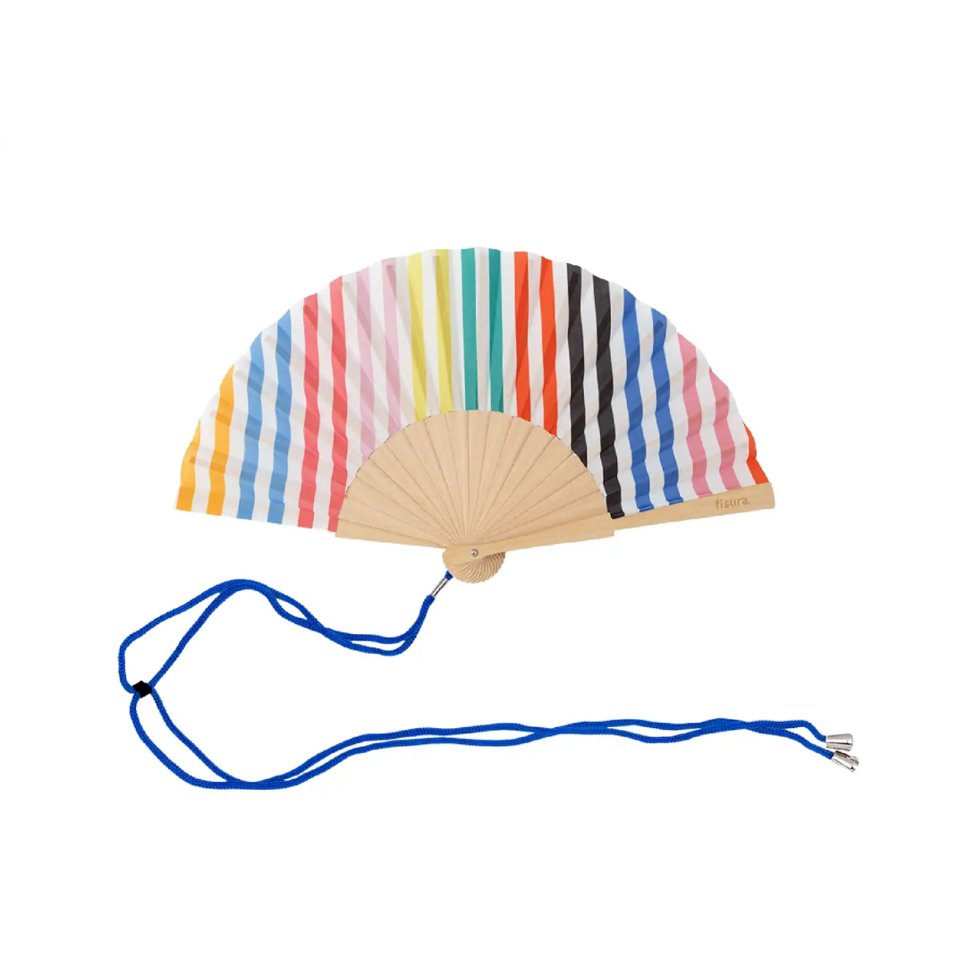 Mini Textile Hand Fan | Multicolored Stripes