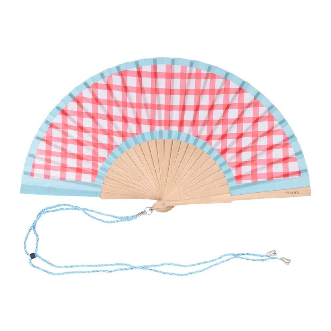 Textile Hand Fan | Vichy Checks