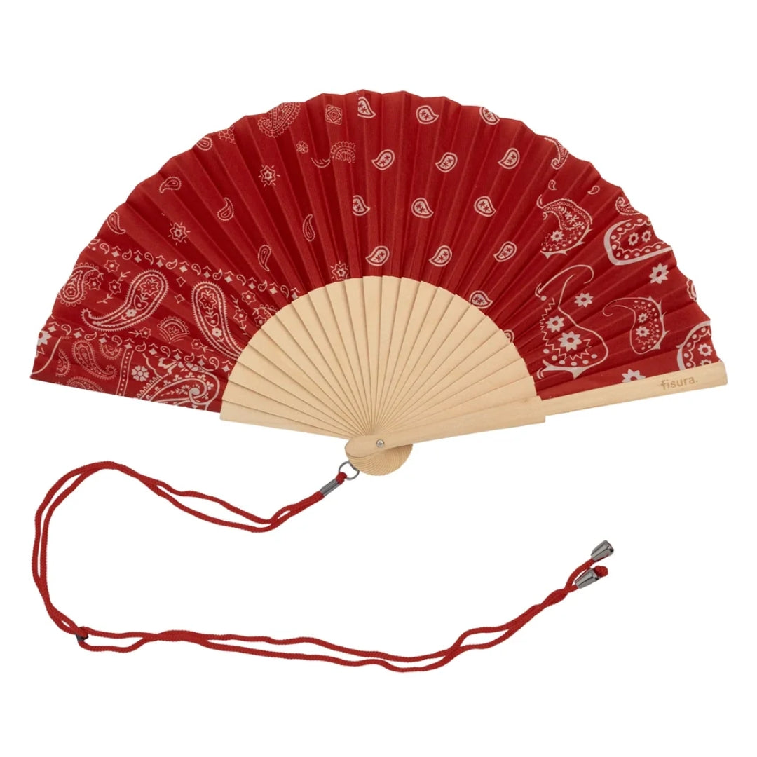 Textile Hand Fan | Garnet Paisley