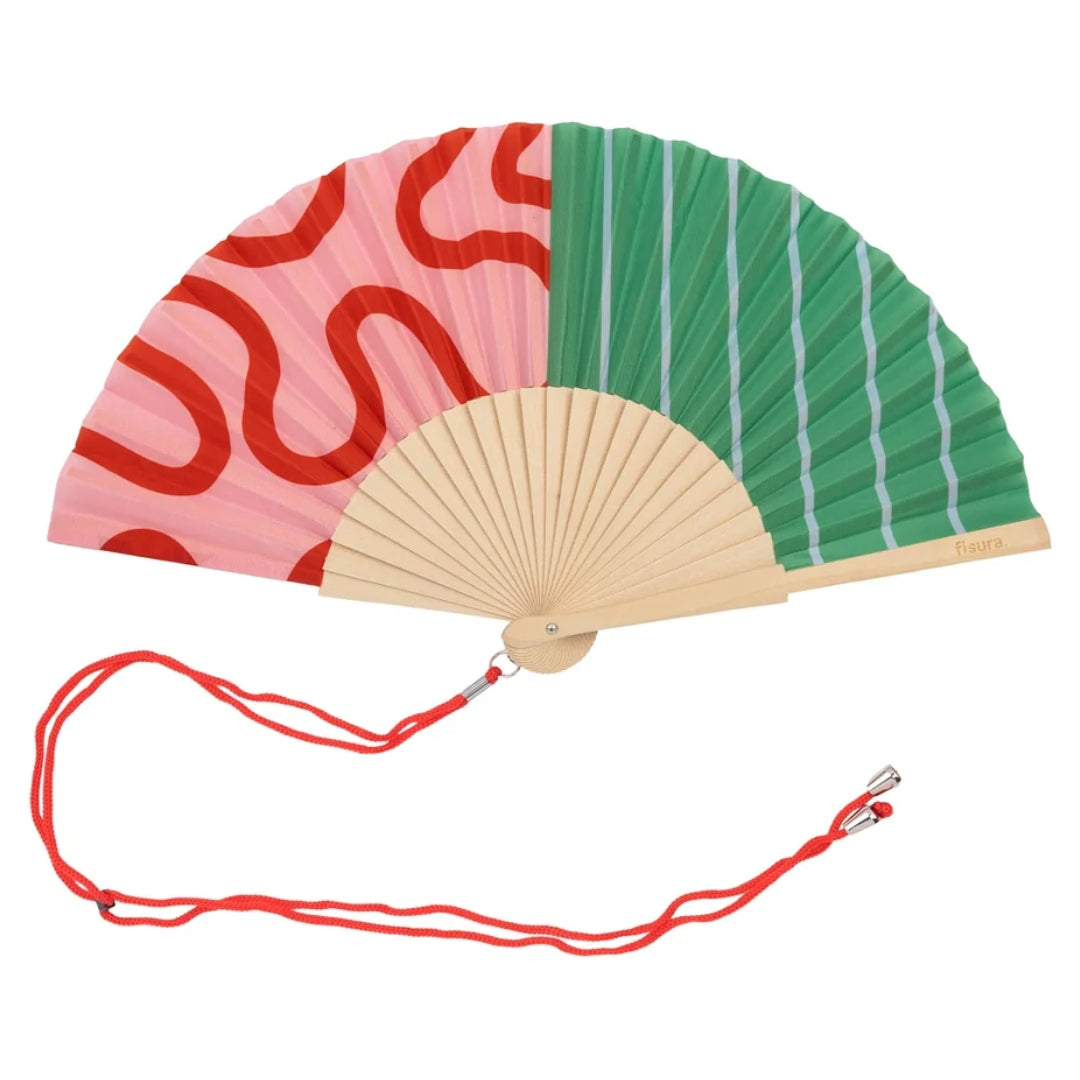 Textile Hand Fan | Waves & Stripes