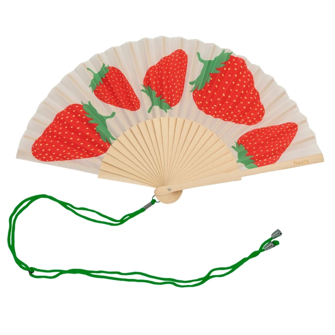 Textile Hand Fan | Strawberries
