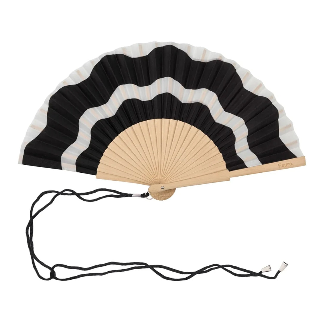 Textile Hand Fan | B&W Waves
