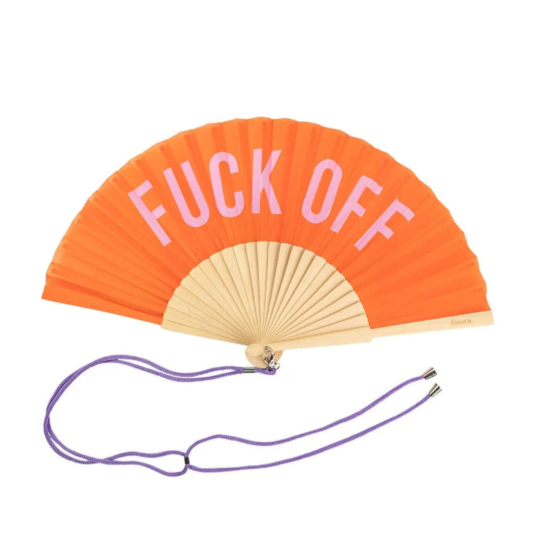 Textile Hand Fan | F*ck Off Orange