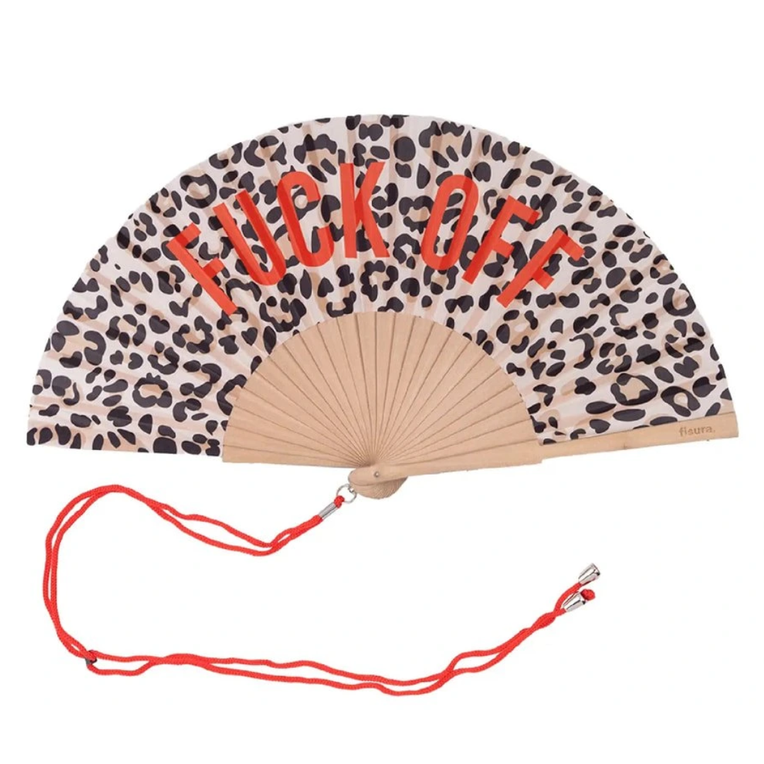 Textile Hand Fan | F*ck Off Leopard