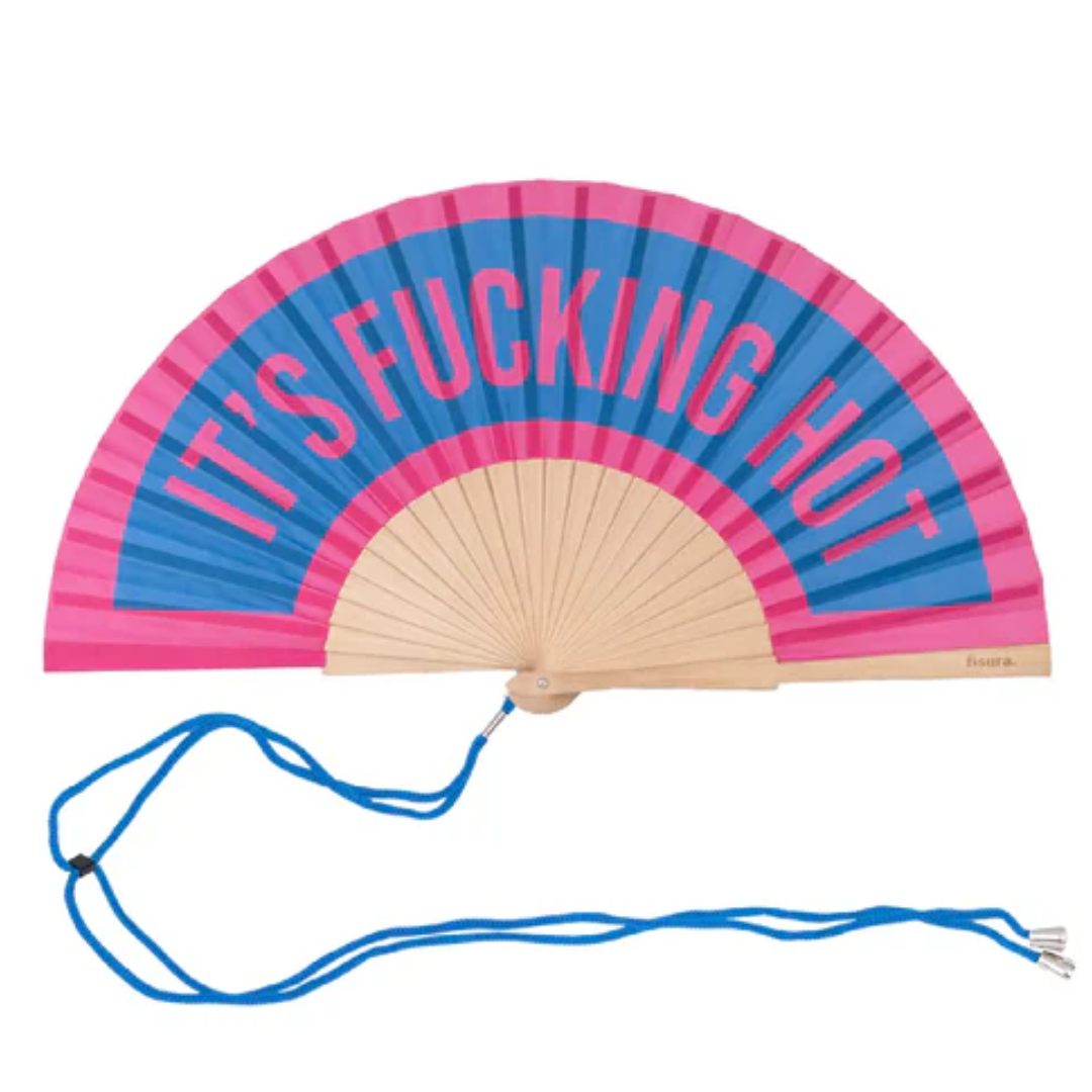 Textile Hand Fan | It's F*cking Hot Blue