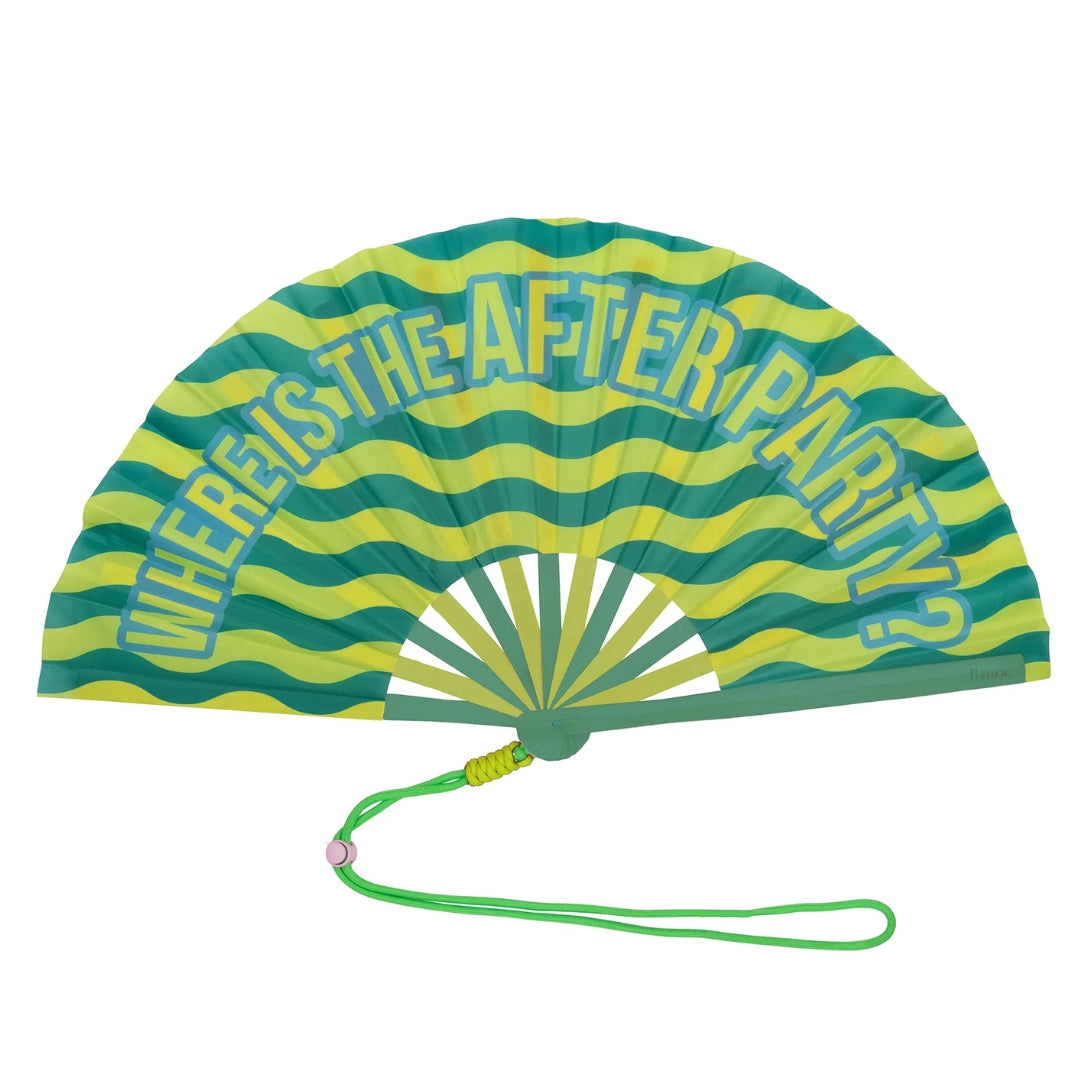 XXL Textile Hand Fan | Where Is The After Party?