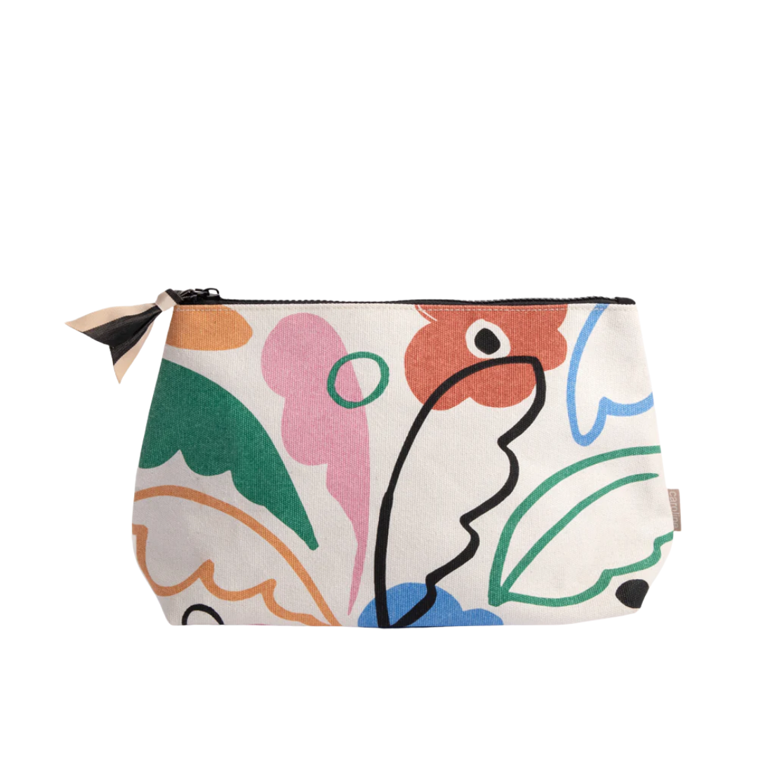 Abstract Botanical Coated Canvas Beauty Bag