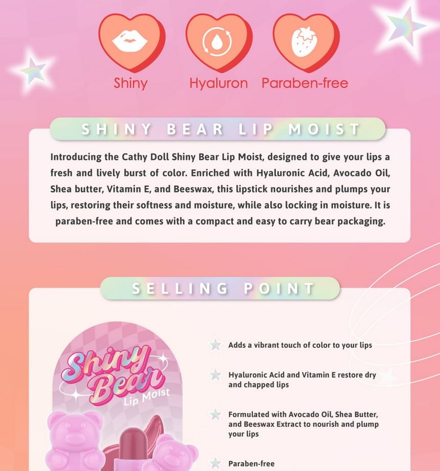 Cathy Doll Shiny Bear Lip Moist | Brown Sugar