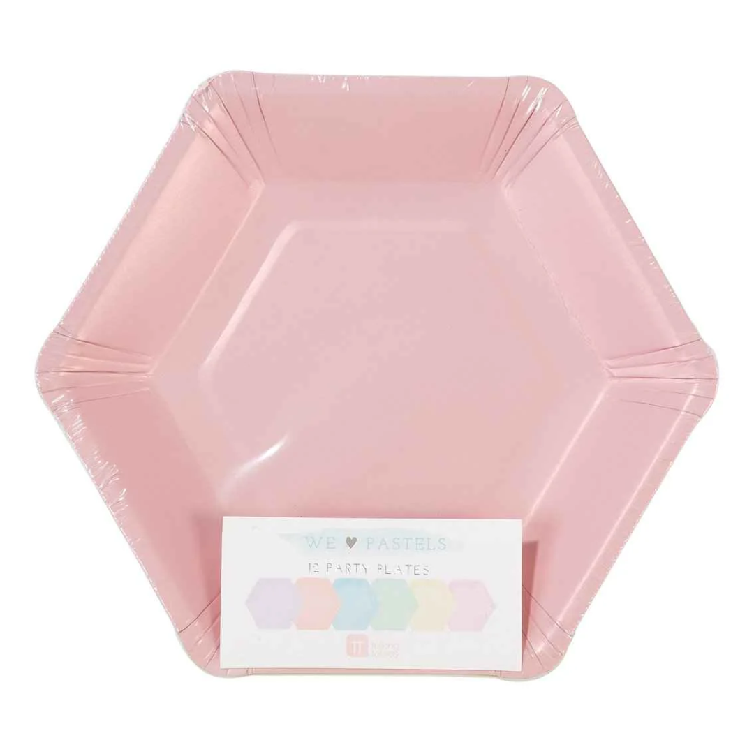 Pastel Hexagonal Plates Pack of 8