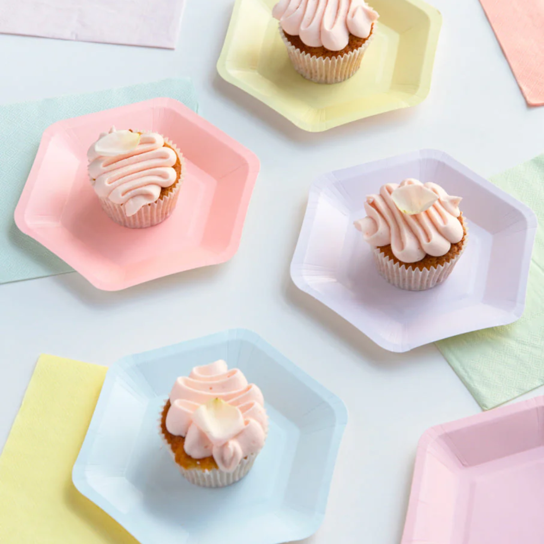 Pastel Hexagonal Plates Pack of 8