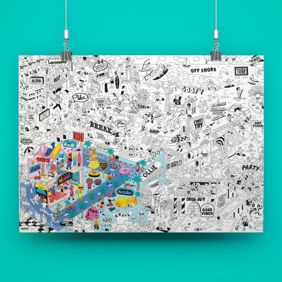 OMY Giant Coloring Poster | Surf & Skate