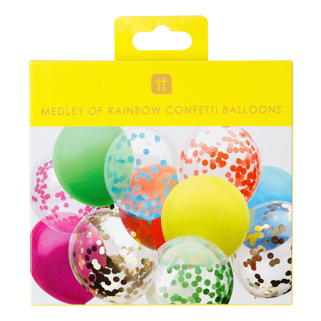 Rainbow Confetti Balloons 12 Pack