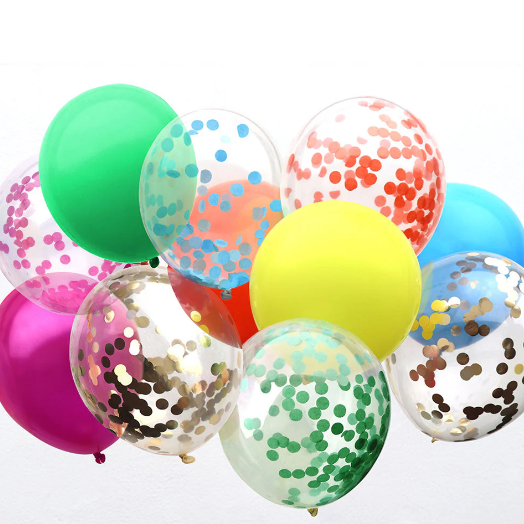 Rainbow Confetti Balloons 12 Pack