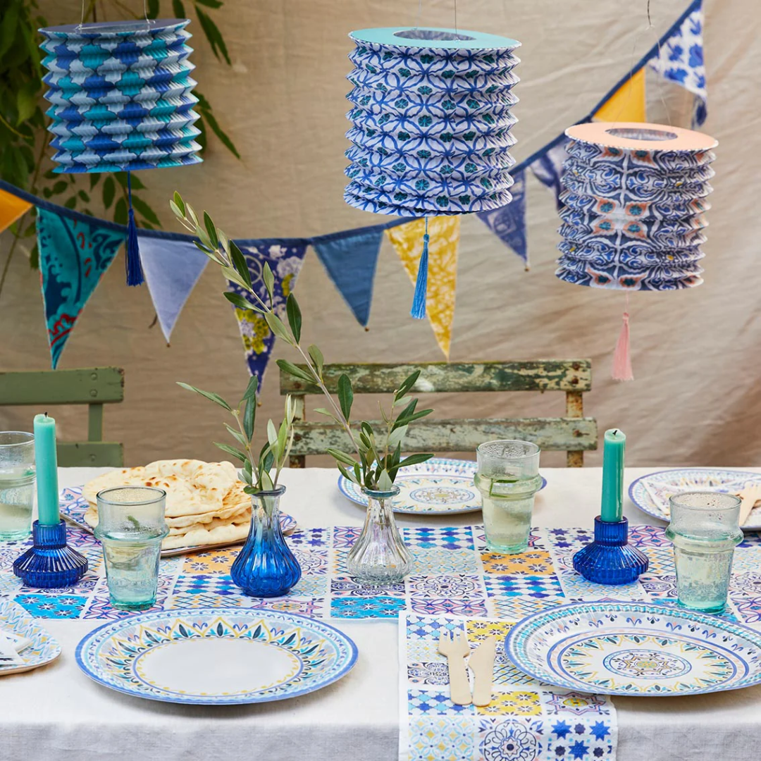 Moroccan Souk Blue Paper Plates 12 Pack
