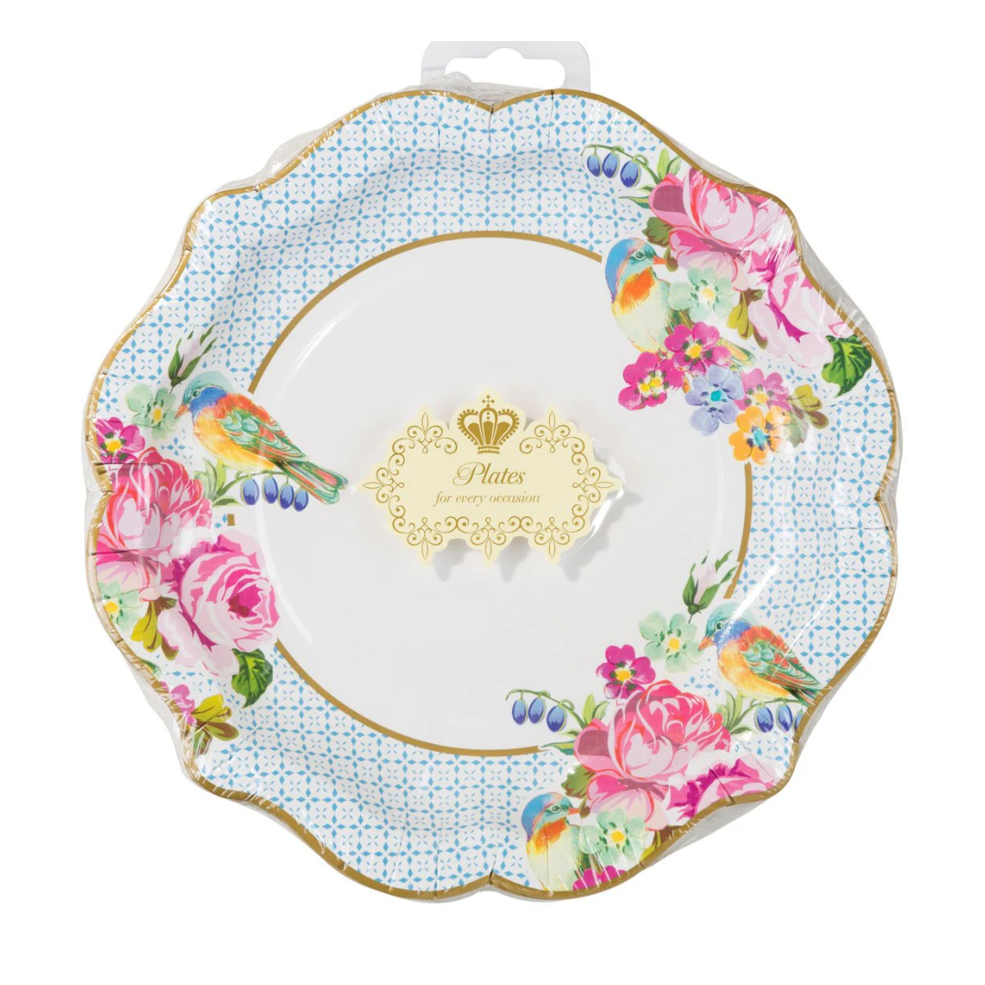 Light Pink & Blue Floral Paper Plates