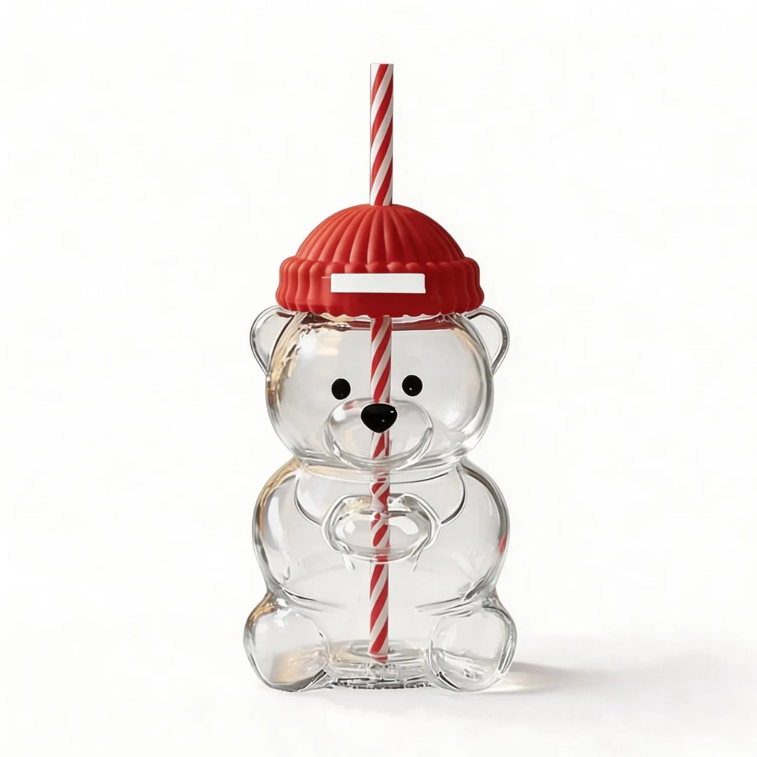 Bear Shaped Glass Tumbler | Red