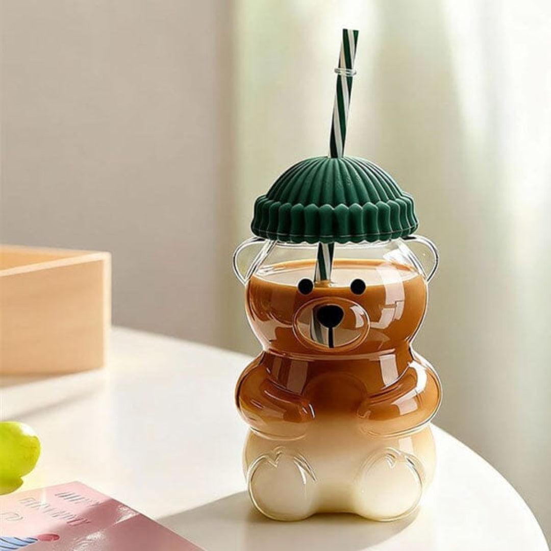 Bear Shaped Glass Tumbler | Green