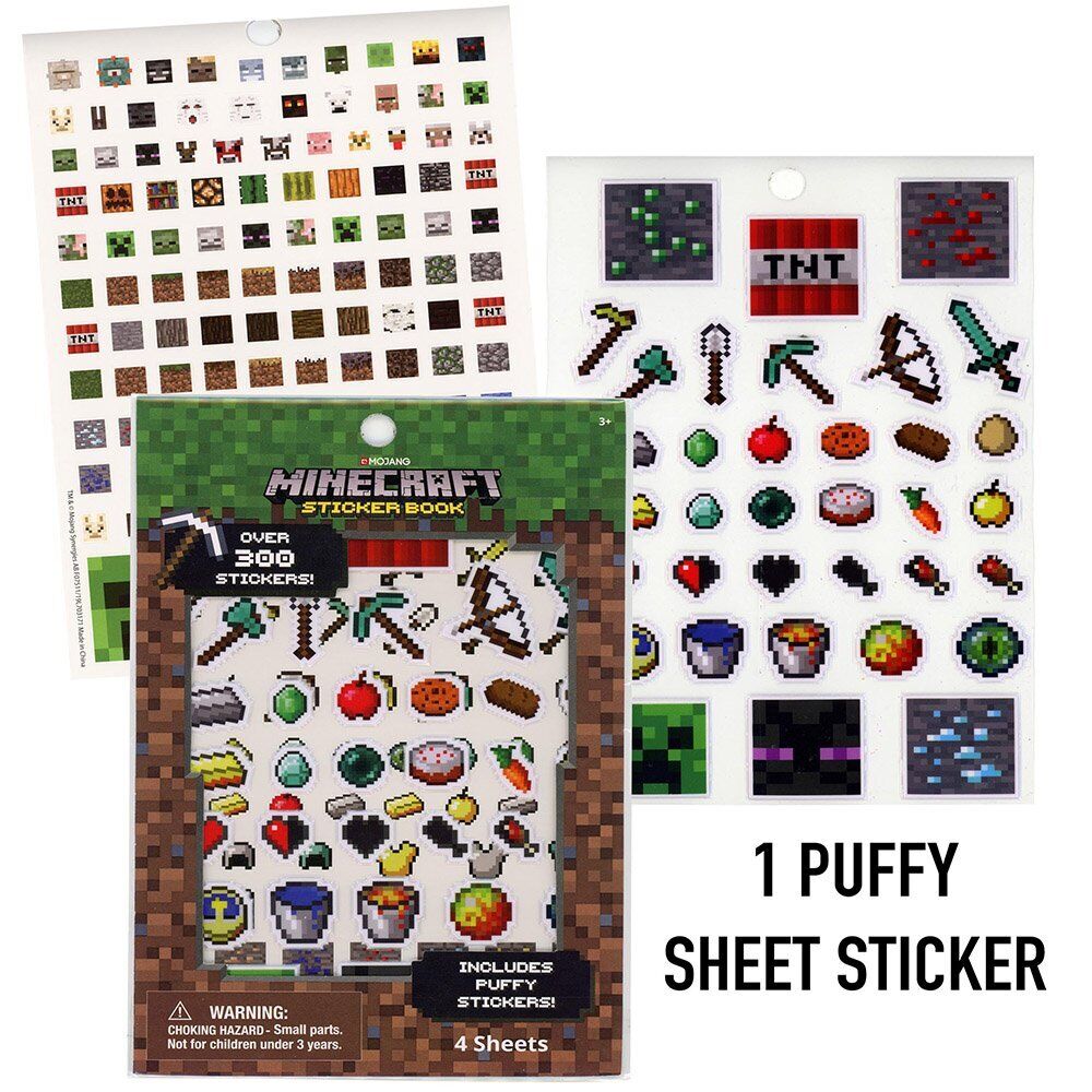 Minecraft Sticker Book With Puffy Stickers 4 Sheet