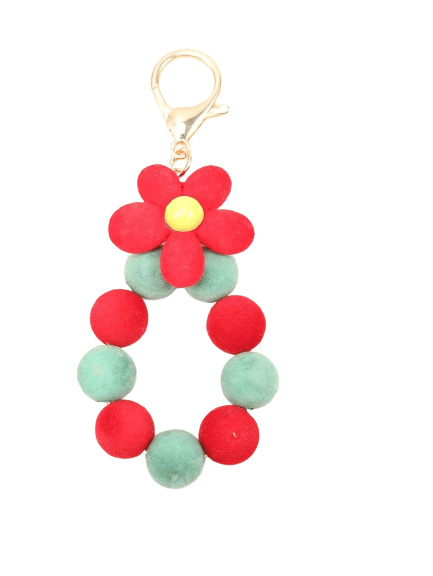 Bag Charm - Pom Pom & Beaded Decor